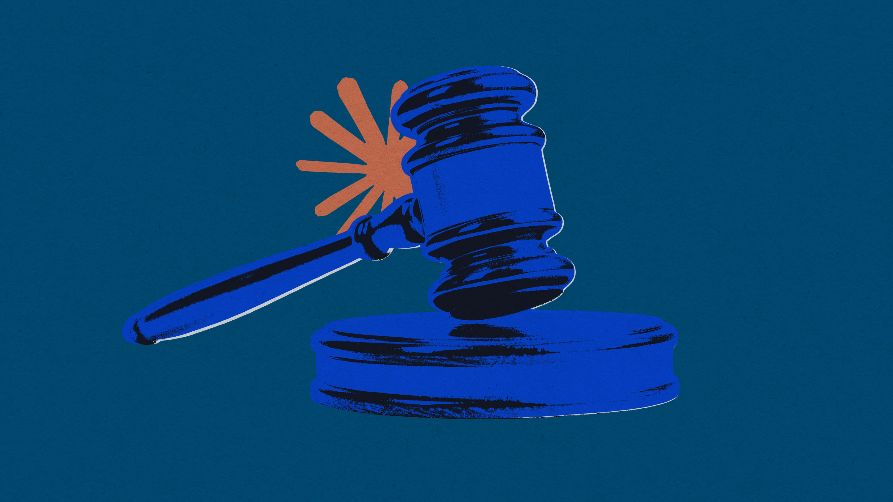 gavel and the Anthropic asterisk logo